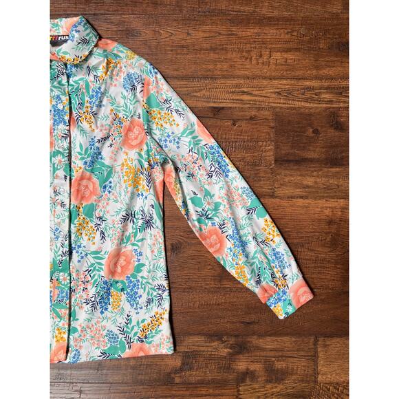 Vintage Clothing - Button Down Blouse - Illustrated Florals - Rrrruss - Medium - Picture 3 of 8